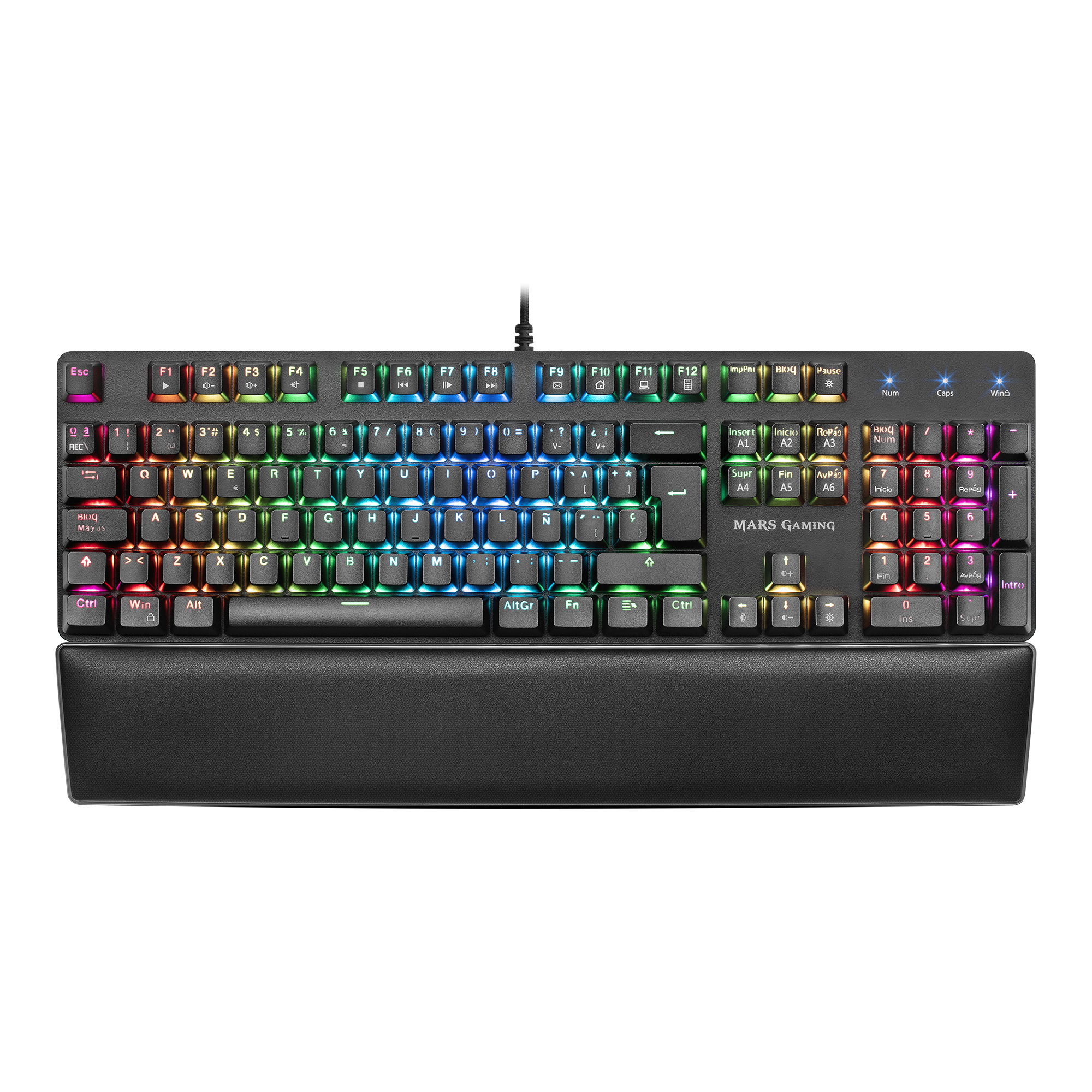 Mars Gaming MK5BES Mechanical RGB Keyboard Padded Wristrest Switch OUTEMU SQ Blue Spanish Language – image 1