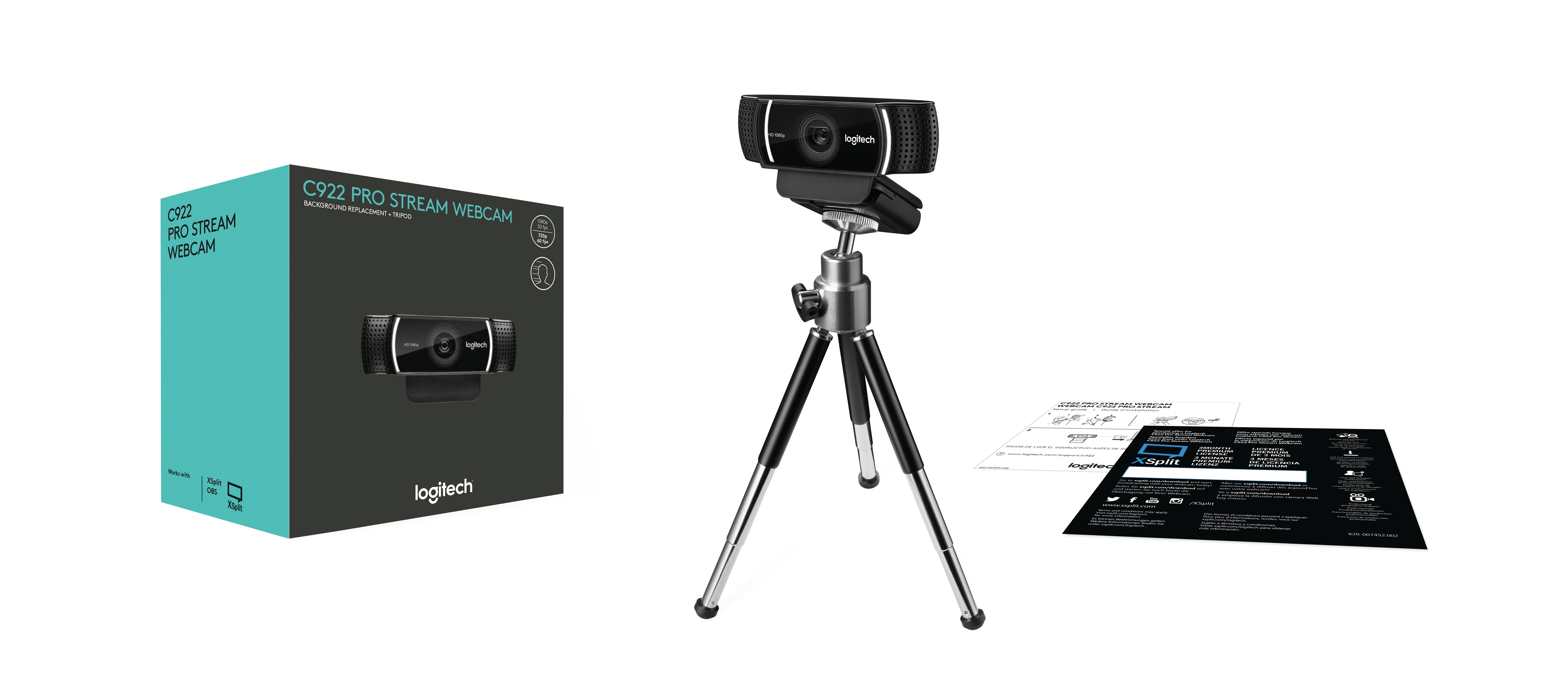WebCam Logitech C922 Pro para Streaming HD 1080p/30fps o 720p/60fps USB Color Negro. 960-001087