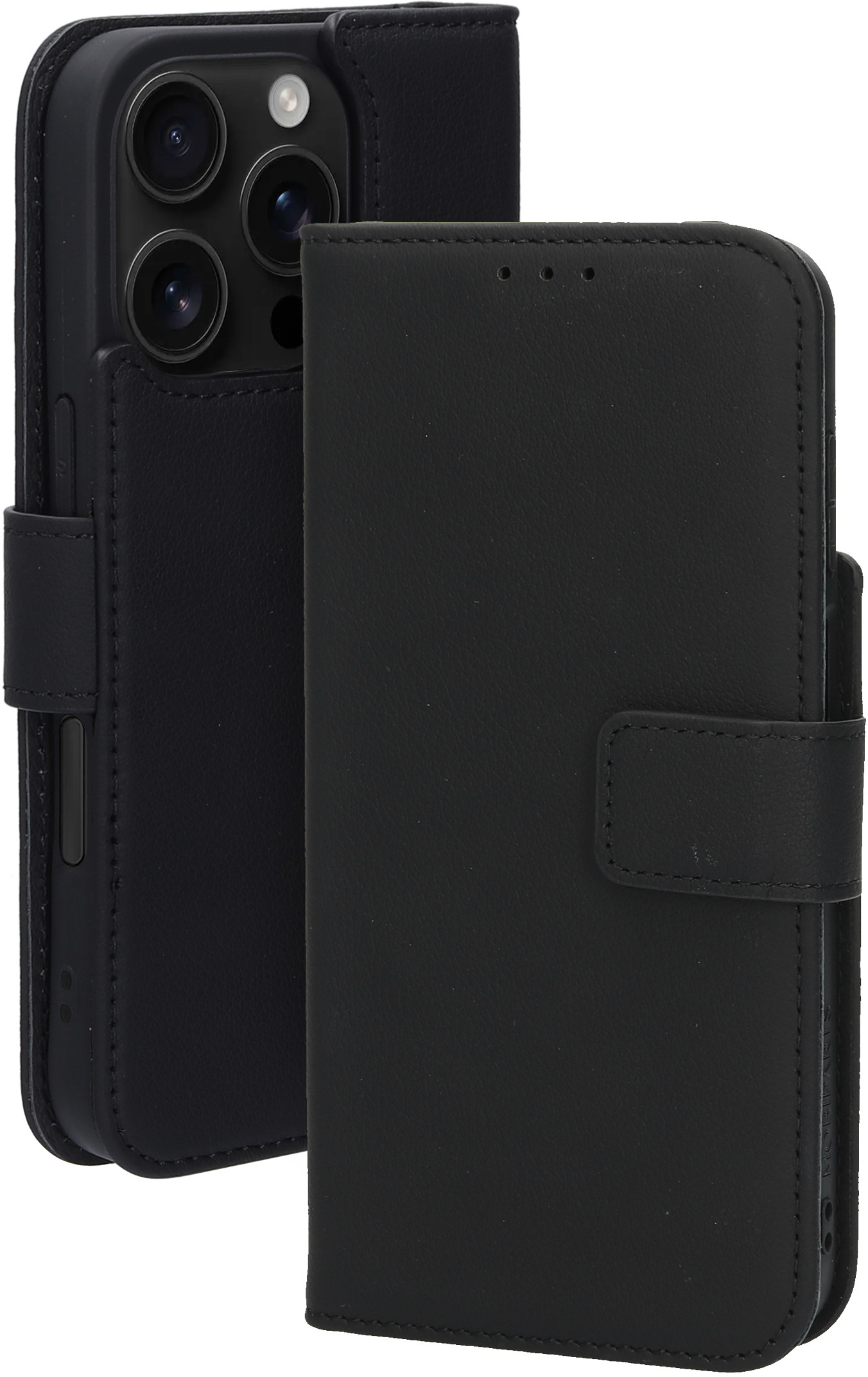 Mobiparts Leather Wallet Case Apple iPhone 16 Pro Black (MagSafe Compatible)