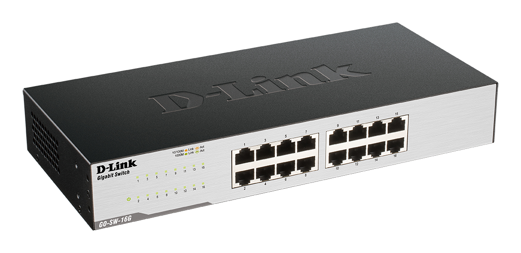 D-Link GO-SW-16G Unmanaged L2 Gigabit Ethernet (10/100/1000) 1U Black – image 2