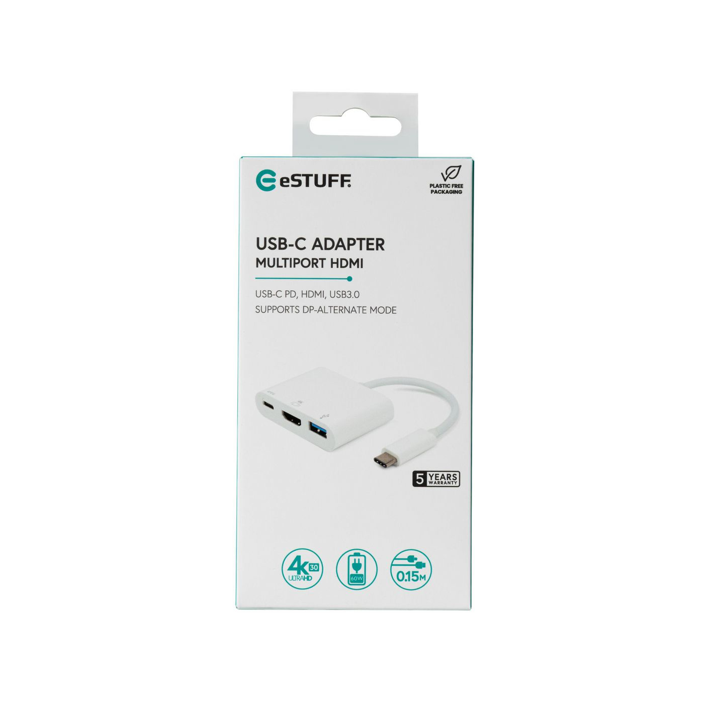 eSTUFF ES623001WH interface hub USB 3.2 Gen 1 (3.1 Gen 1) Type-C 5000 Mbit/s White – image 2