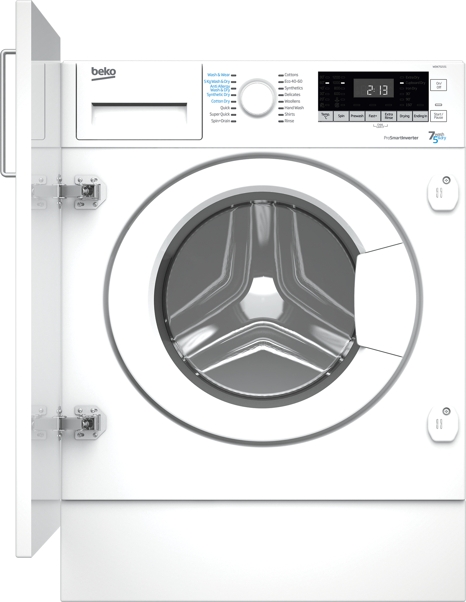 Beko WDIK752151 washer dryer Built-in Front-load White – image 1