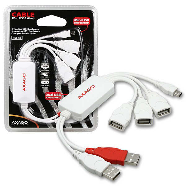 Axagon HUE-C1 interface hub 480 Mbit/s White – image 2