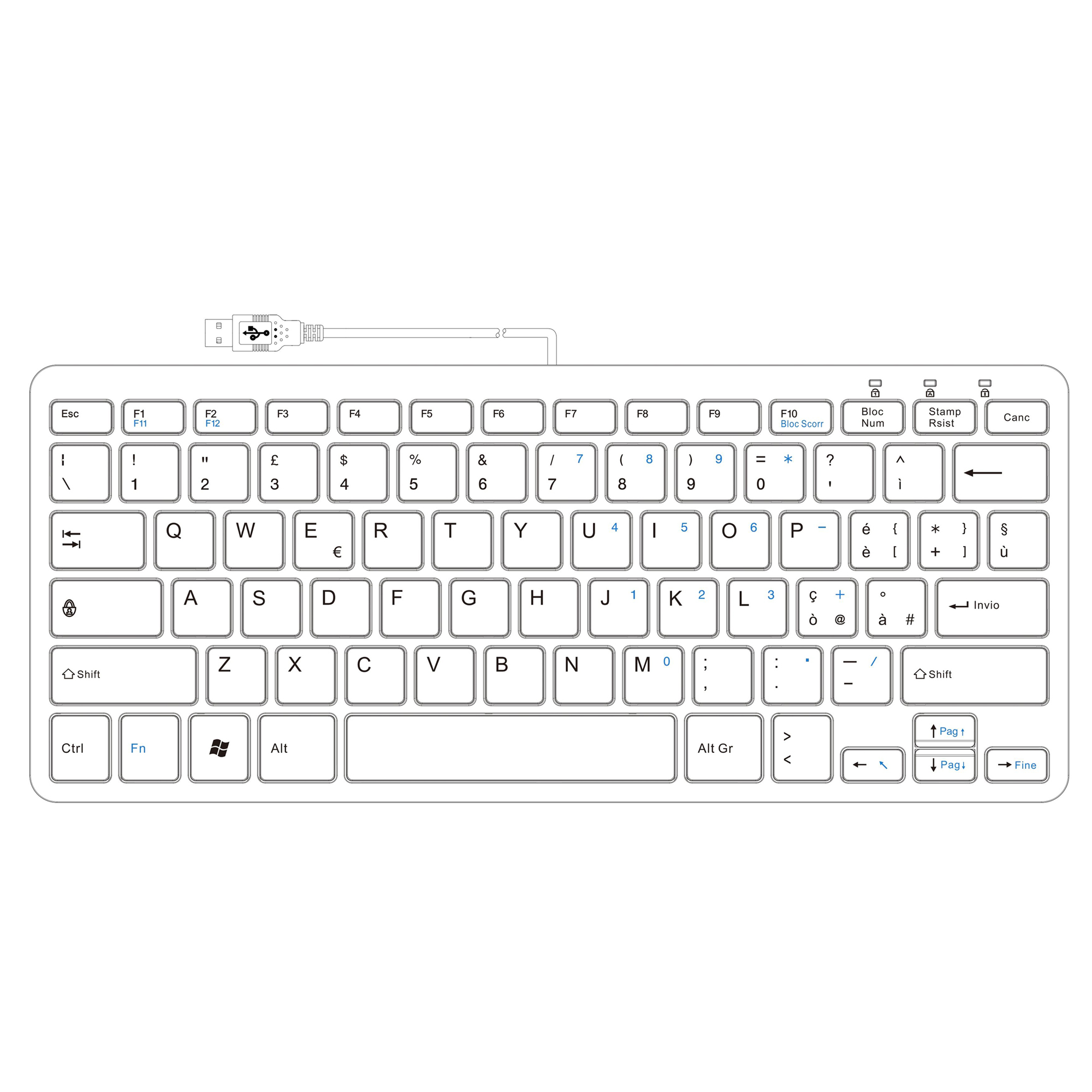 R-Go Tools R-Go Compact Keyboard, QWERTY (IT), white, wired – image 2