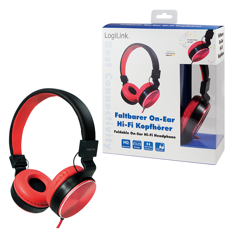 LogiLink HS0049RD headphones/headset Wired Head-band Music Black, Red – image 7