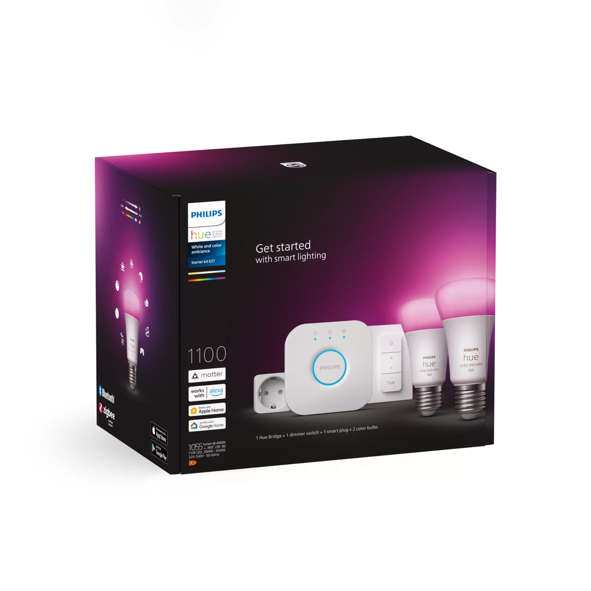 Philips by Signify Philips Hue White and colour ambience Starter kit: 2 E27 smart bulbs (1100) + dimmer switch – image 3