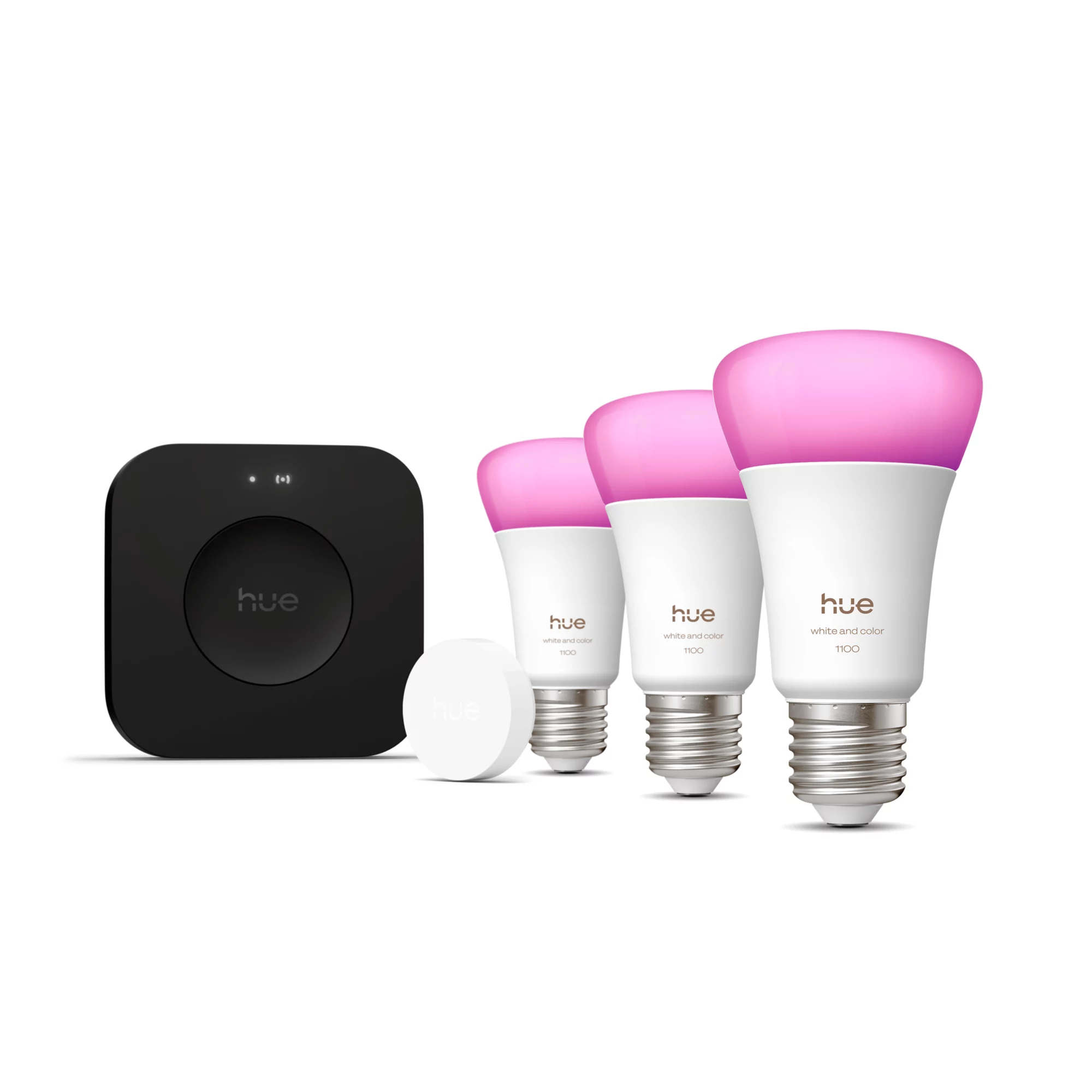 Philips by Signify Philips Hue White and colour ambience Starter kit: 3 E27 bulbs + Smart button + Bridge Pro