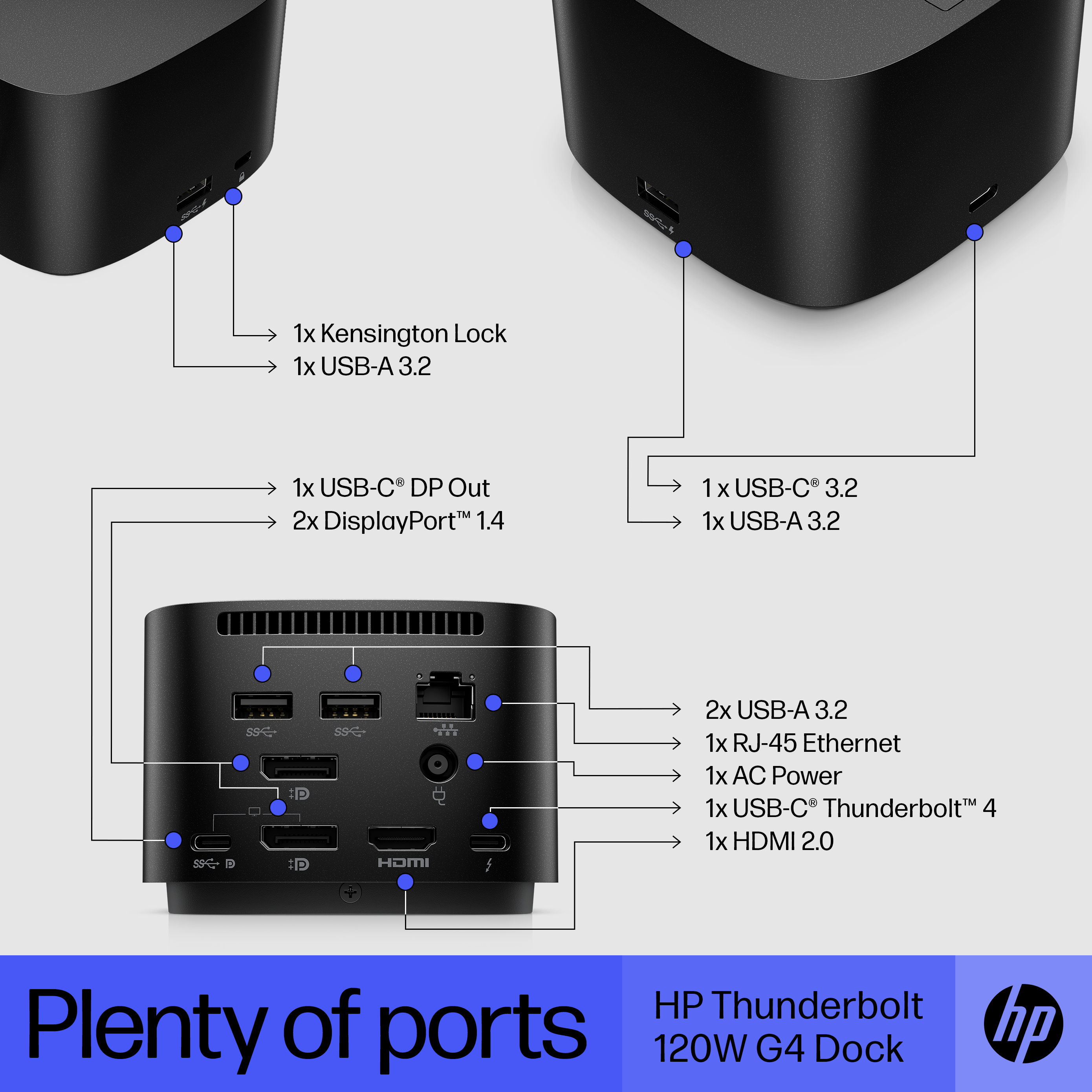 HP Thunderbolt Dock 120W G4. Connectivity technology: Wired, Host interface: Thunderbolt 4. Product colour: Black, Cable l