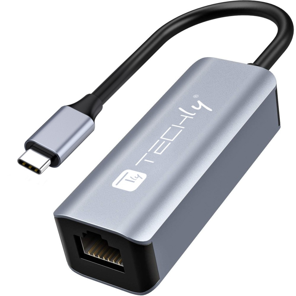 Techly IDATA USB-ETGIGA-CA replicatore di porte e docking station per laptop Cablato USB 3.2 Gen 1 (3.1 Gen 1) Type-C Nero, Arg