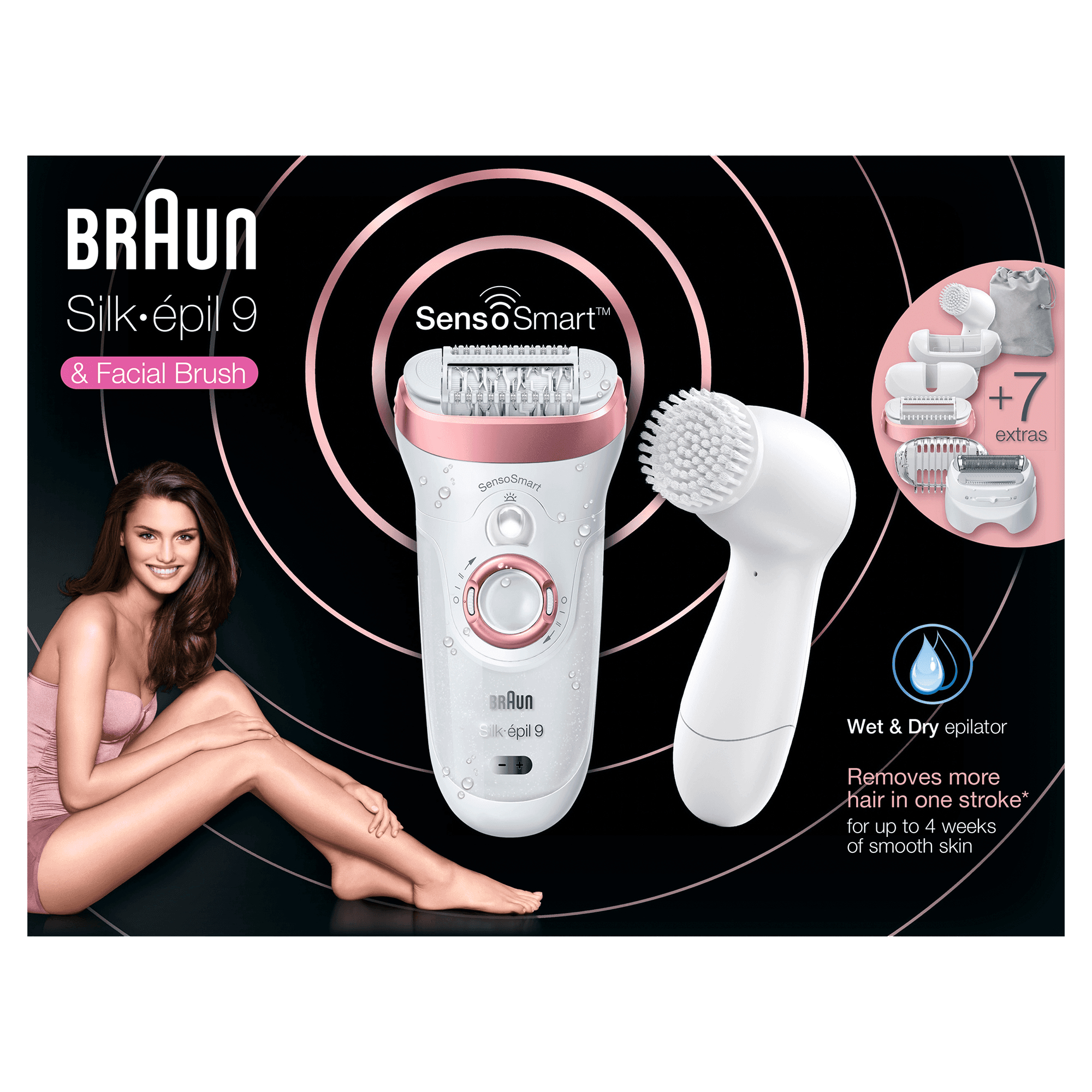 Braun Silk-épil 9 81646952 epilator 40 tweezers Rose gold, White