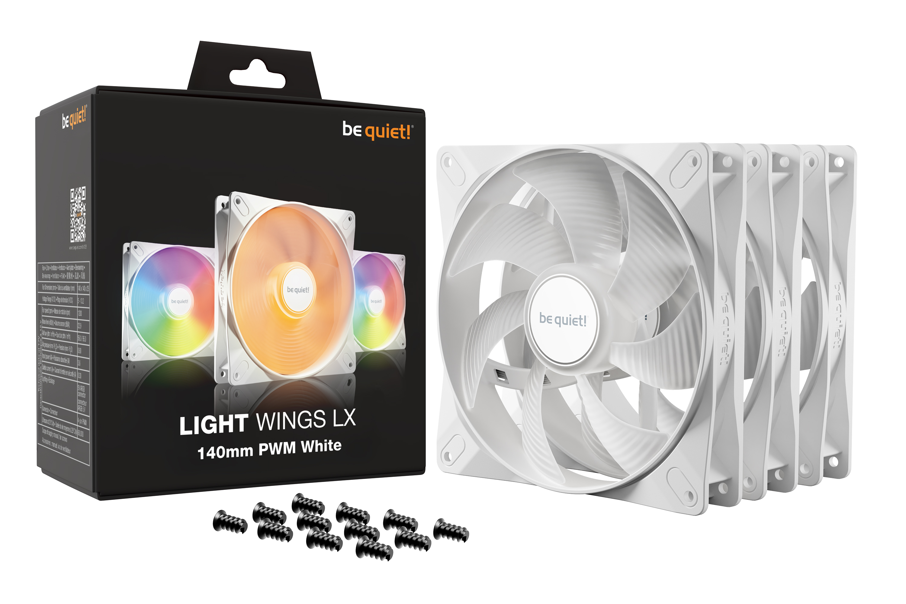 be quiet! Lüfter 140mm Light Wings LX PWM Triple White