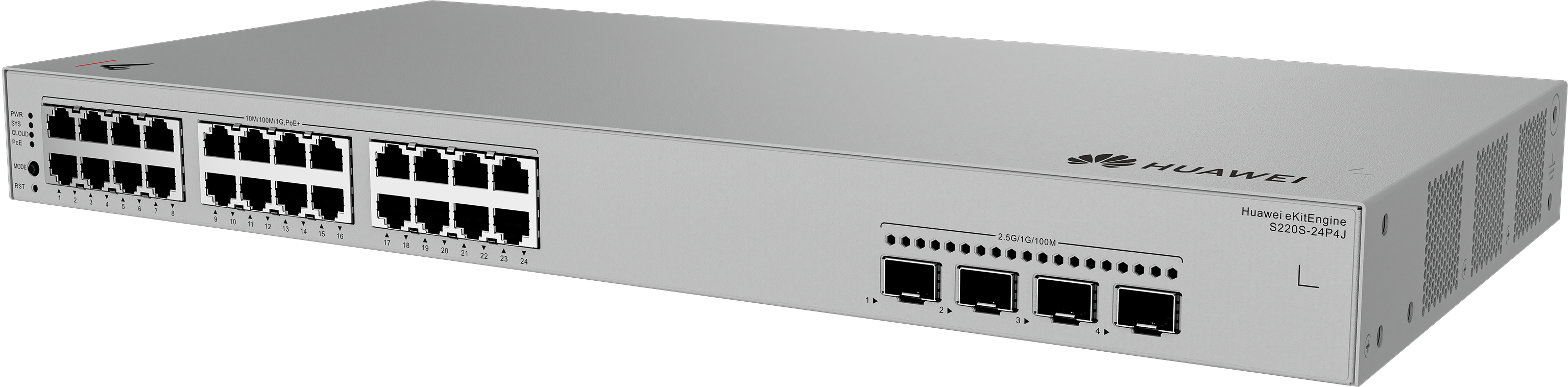 HUAWEI eKit S220S Series S220S-24P4J Gestito L2 Gigabit Ethernet (10/100/1000) Supporto Power over Ethernet (PoE) 1U Grigio