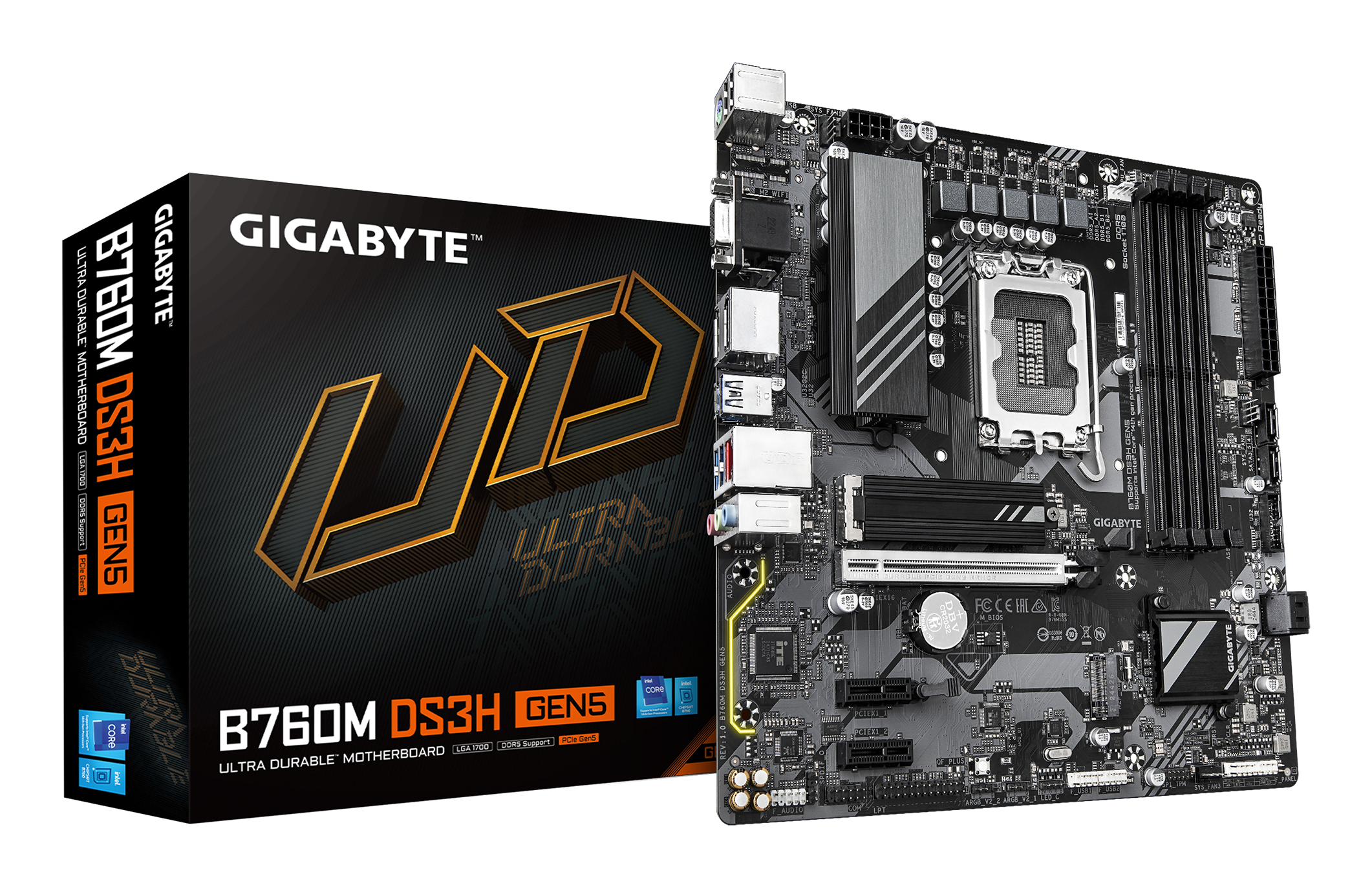 GIGABYTE B760M DS3H GEN5 Scheda Madre – Supporta CPU Intel Core 14ª generazione, VRM digitale a 6+2+1 fasi, fino a 5600 MHz