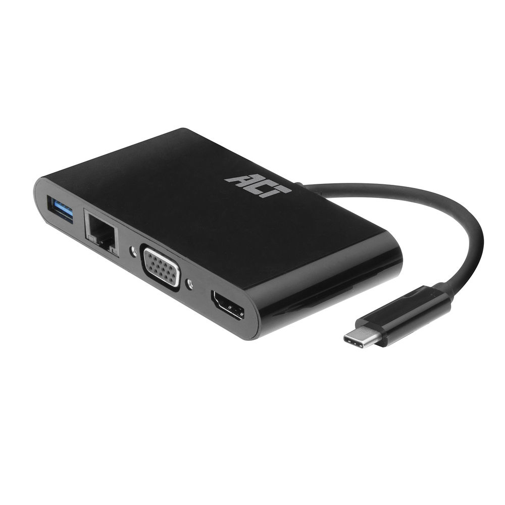 ACT USB-C docking station 4K, for 1 HDMI or VGA monitor, ethernet, USB hub – image 1