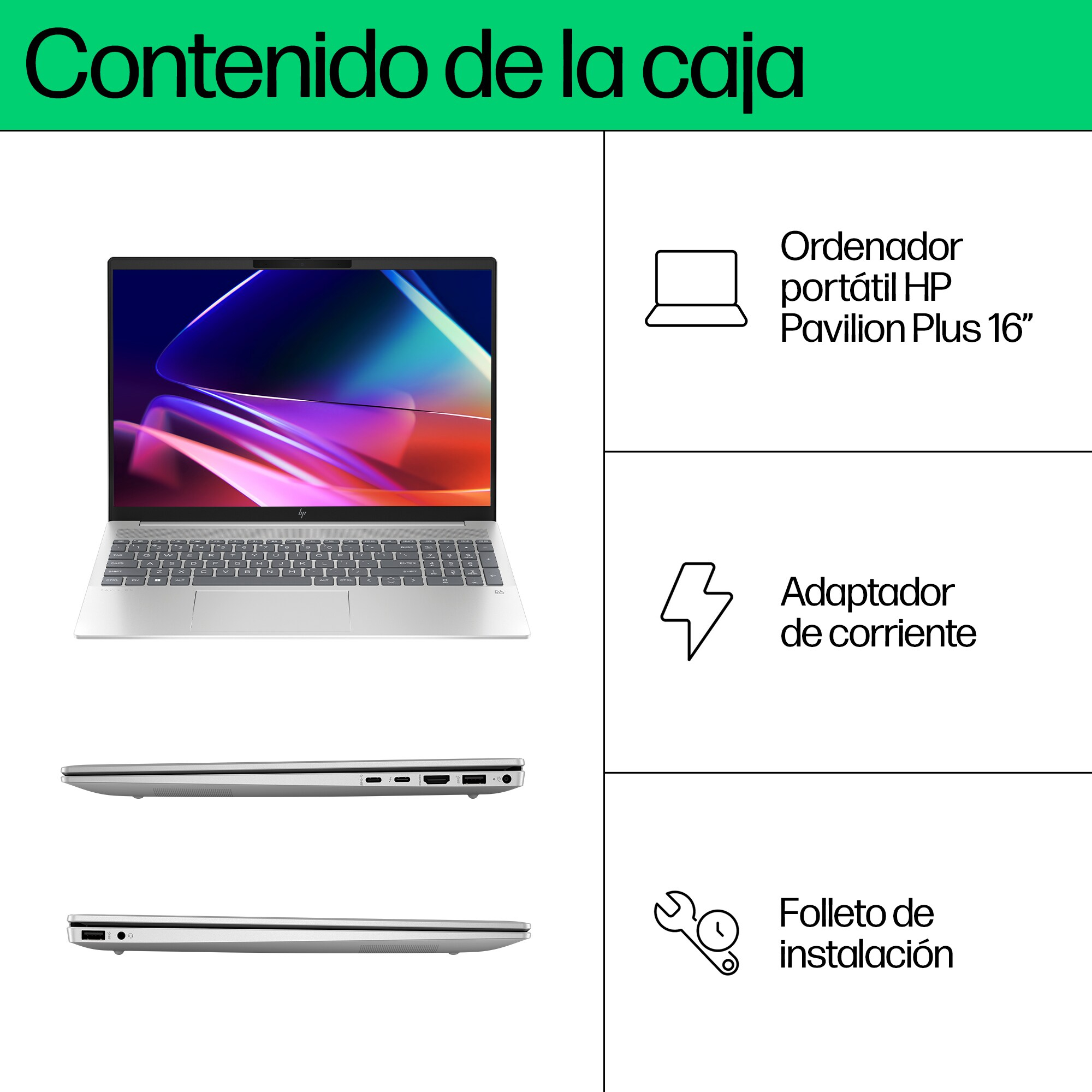 HP - Portátil HP Pavilion Plus 16-ab1000ns, Intel Core Ultra 7-155H EVO, 32GB, 1TB SSD, Nvidia GeForce RTX 4050 6GB, 16', W11. - imagen 7