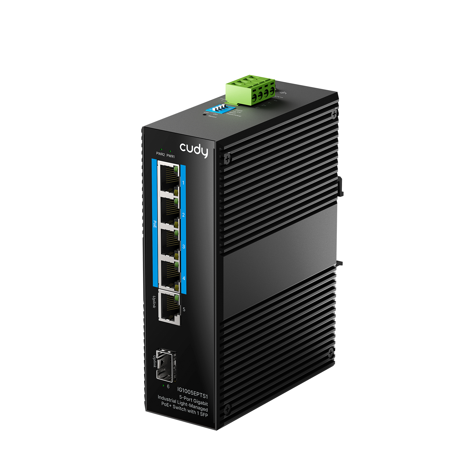 Cudy 5-Port Gigabit Industrial Easy-Managed PoE+ Switch with 1 SFP, IG1005EPTS1 1.0