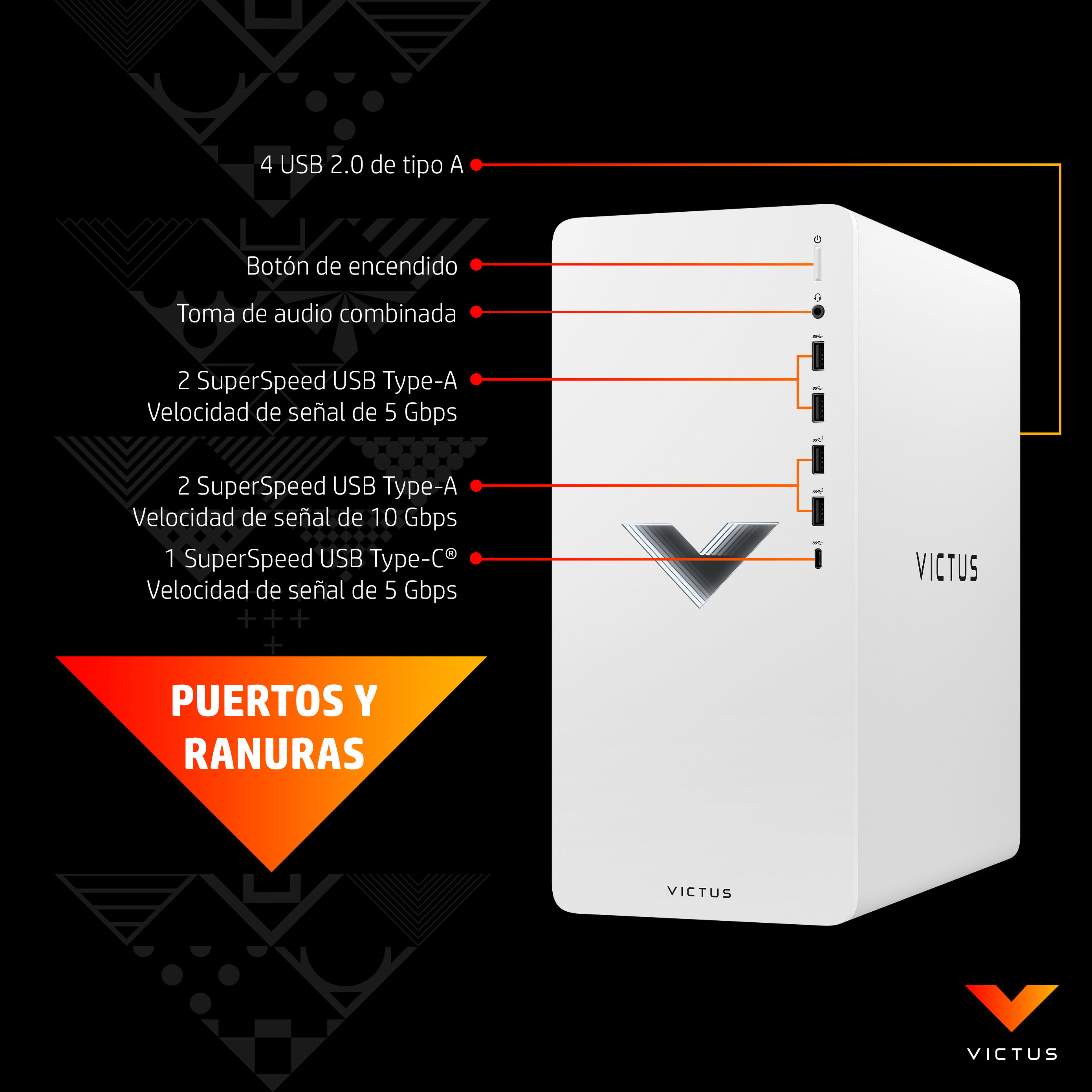 PC gaming - HP Victus TG02-0011ns, AMD Ryzen™ 7 5700G, 16GB RAM, 1TB SSD, Gráficos RTX™ 4060, Windows 11 H, Plata - imagen 5