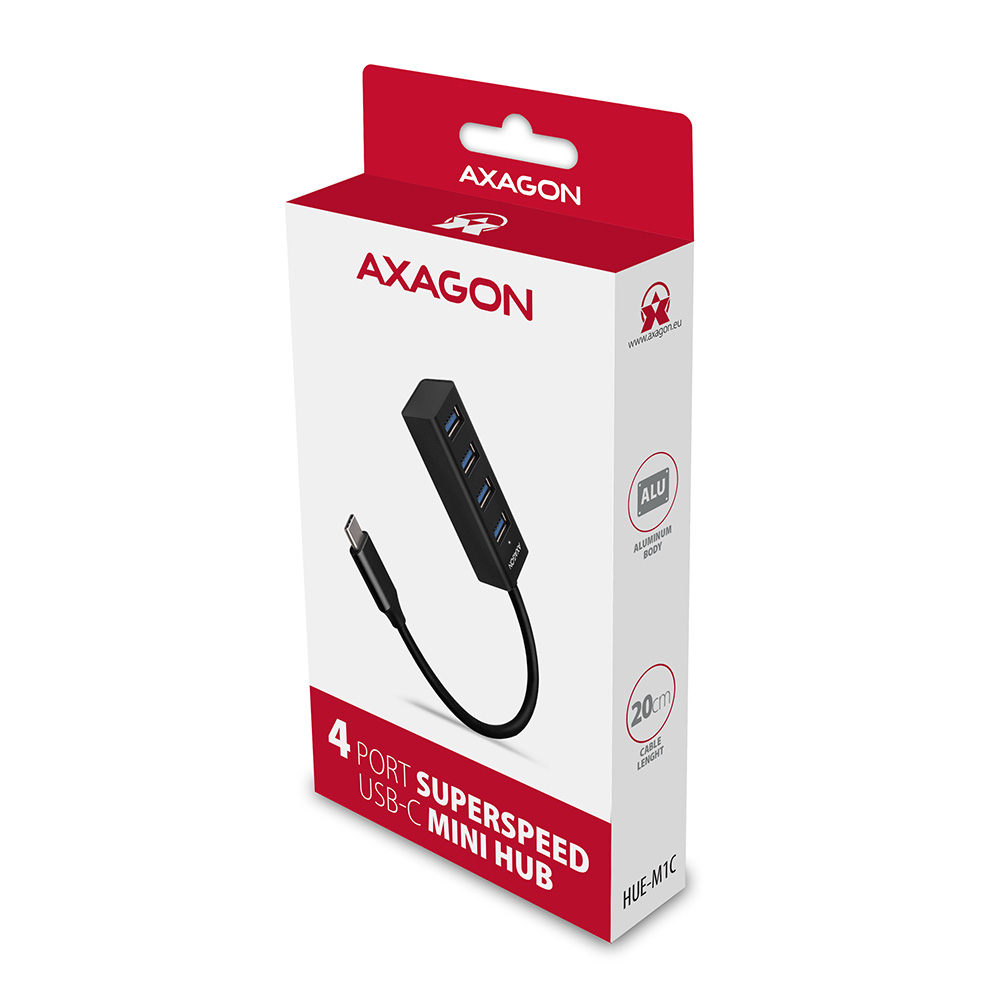 Axagon HUE-M1C 4x USB 3.2 Gen 1 MINI hub, metal – image 6