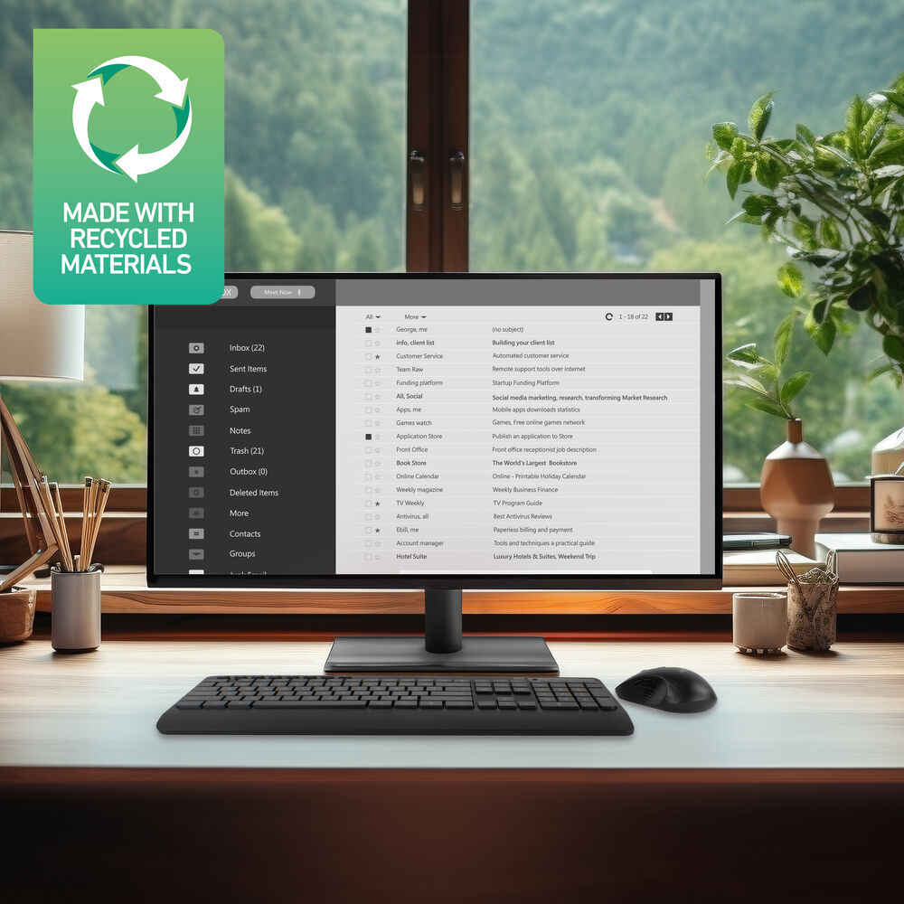 ACT Wireless keyboard and mouse bundle (Qwerty), silent click, eco-friendly, made from recycled materials – image 4