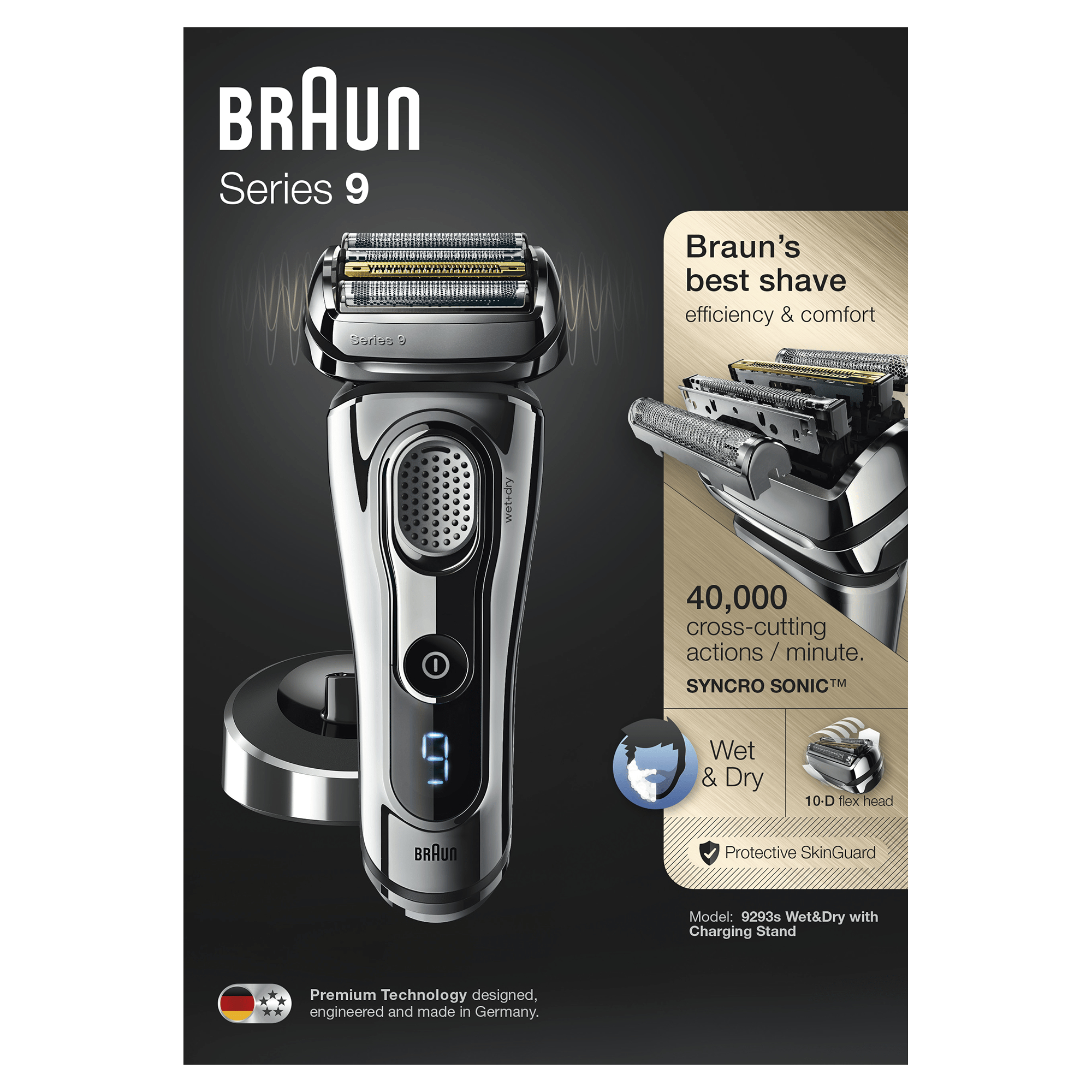 Braun Series 9 Electric Shaver for Men 9293s, Charging Stand and Travel Case - Chrome – image 3