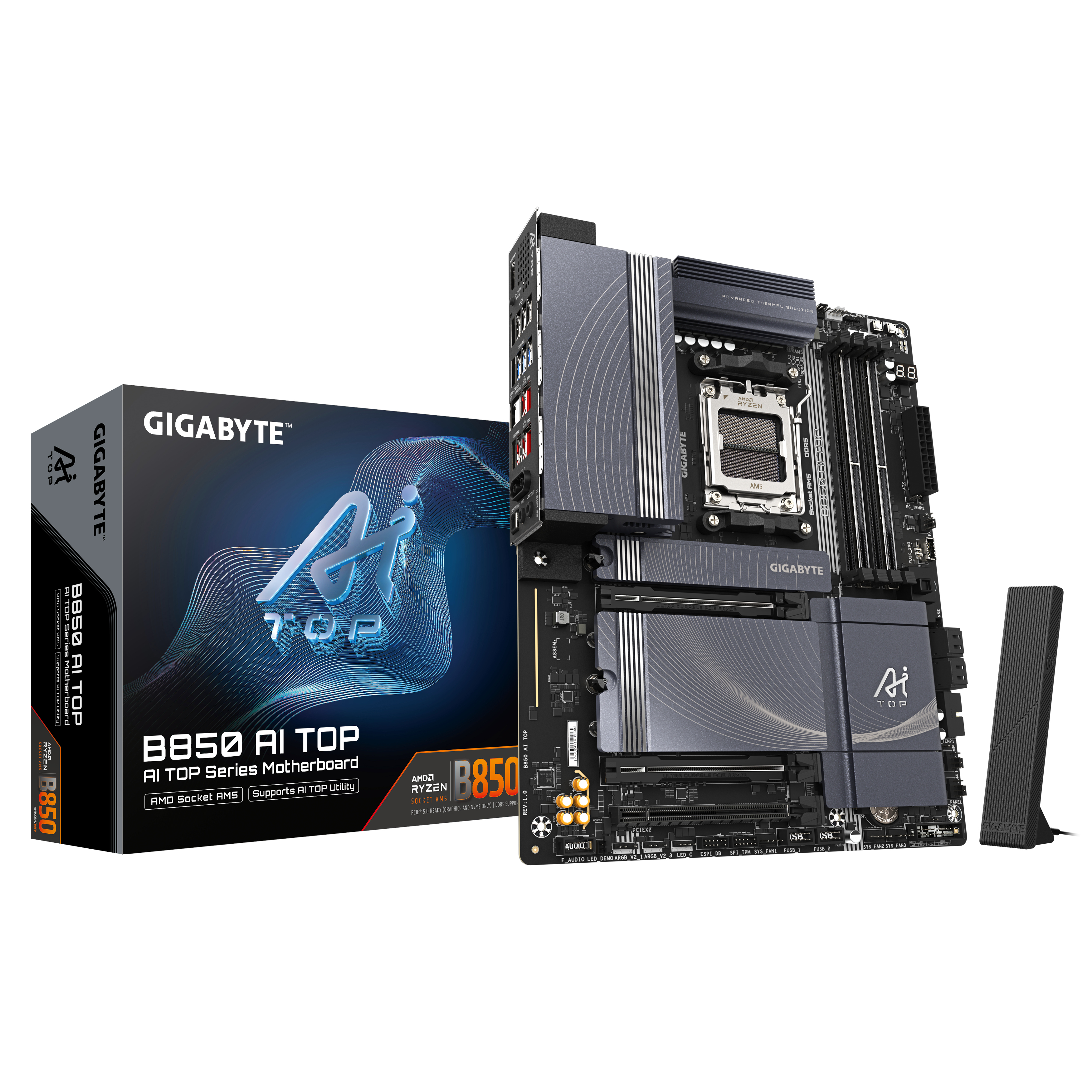 GIGABYTE B850 AI TOP Scheda Madre - Processori AMD Ryzen Serie 9000 1622 fasi VRM digitali fino a 8600MHz DDR5 (OC) 2xPCIe 5.0