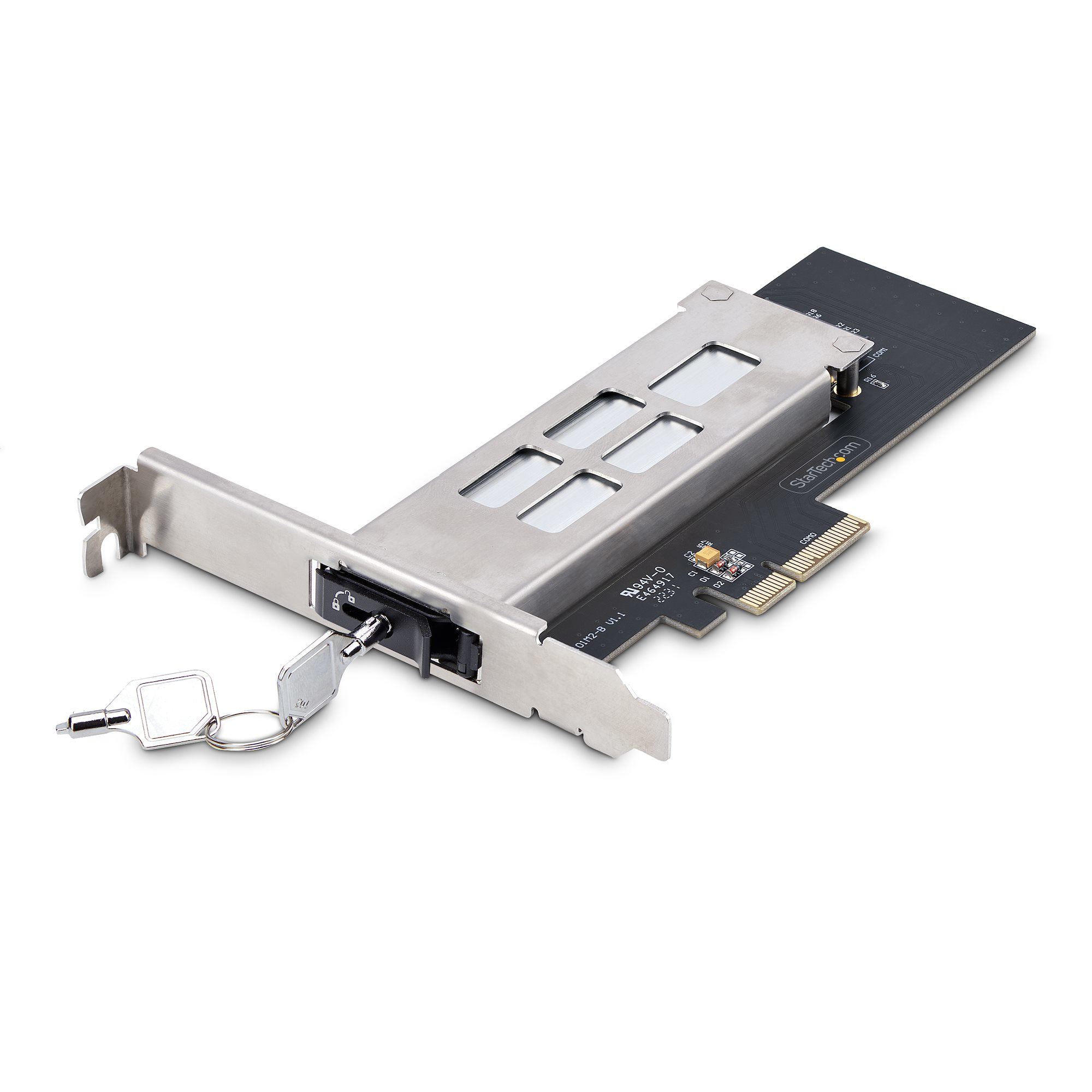 StarTech.com M.2 NVMe SSD till PCIe x4 flyttbart ställ/bakplan med avtagbart fack för PCI Express-utbyggnadskortplats, verktygslös installation, PCIe 4.0/3.0 hot-swap-enhetsfack, nyckellås - 2 nycklar ingår