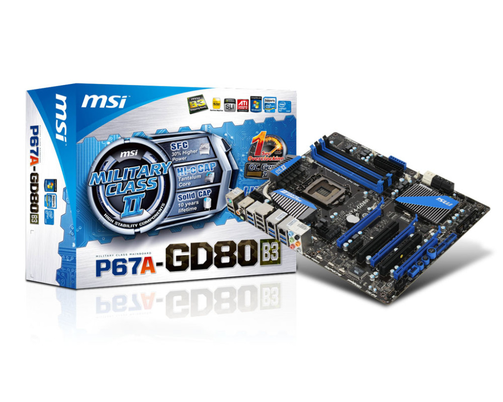 MSI P67A-GD80 motherboard Intel® P67 LGA 1155 (Socket H2) ATX – image 1