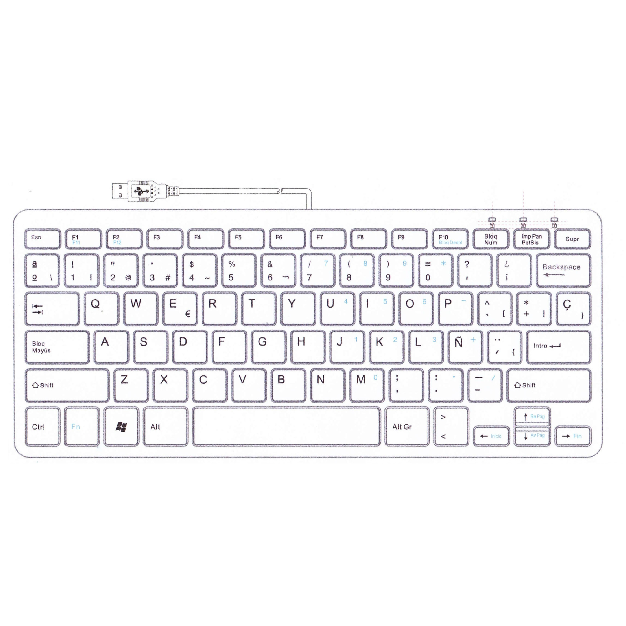 R-Go Tools Ergonomic keyboard R-Go Compact, compact keyboard, flat design, QWERTY (ES), wired, white – image 2