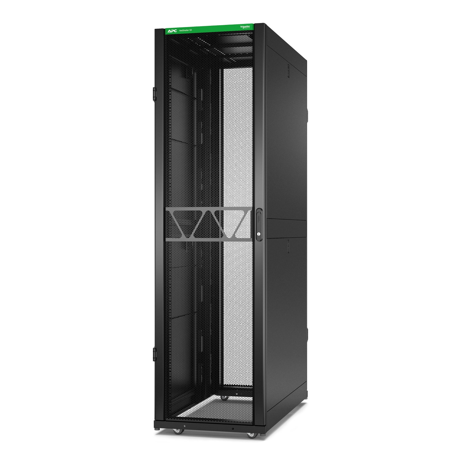 APC NetShelter SX Gen 2 - Rack cabinet - 2124H x 600W x 1200D mm, with sides - floor-standing - black - 45U - 19" - TAA Compliant - for P/N: SMT1000RM1U, SMT750RM1U, SRTL10KRM4UT, SRTL5KRM2UI-HW, SRTL5KRM2UT-HW, SRTL8KRM4UT