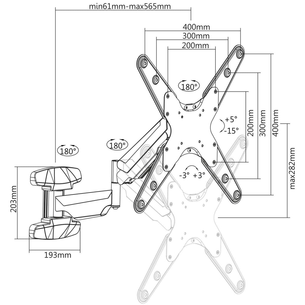 Manhattan Wall Mount for TV & Monitors (Spring Arm 3 pivots), For screens – image 4