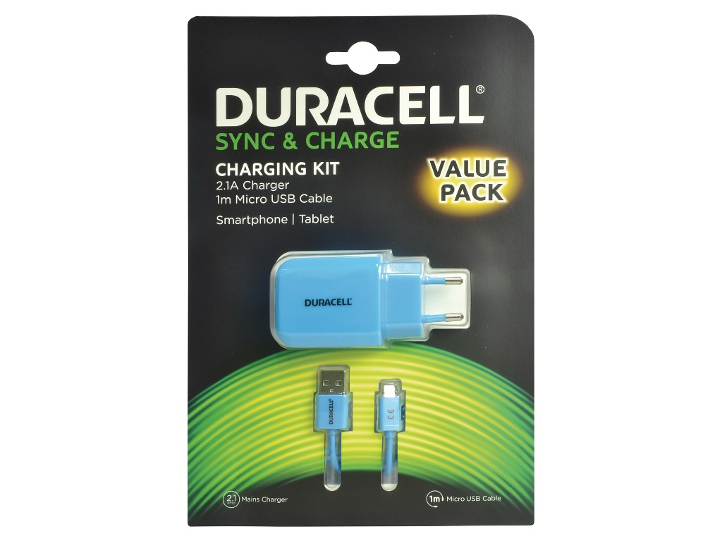 Duracell 2.1A Phone/Tablet Charger+Cable