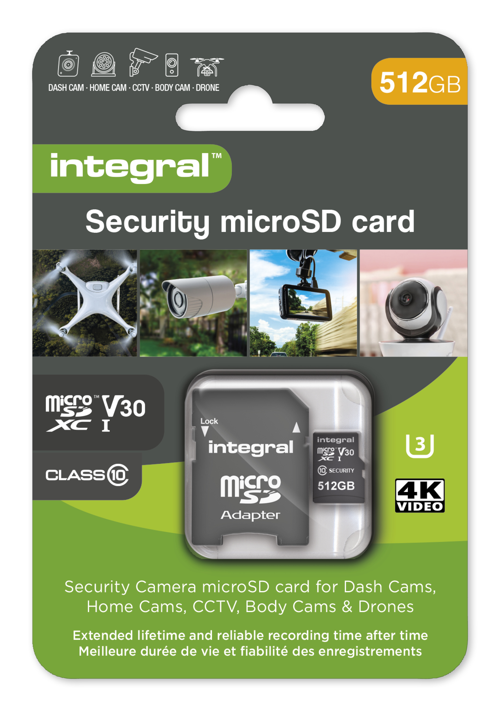 Integral 512GB MICRO SD CARD FOR DASH CAM SECURITY CAM 4K VIDEO V30 U3 100MBS READ 60MBS WRITE HIGH ENDURANCE – image 2