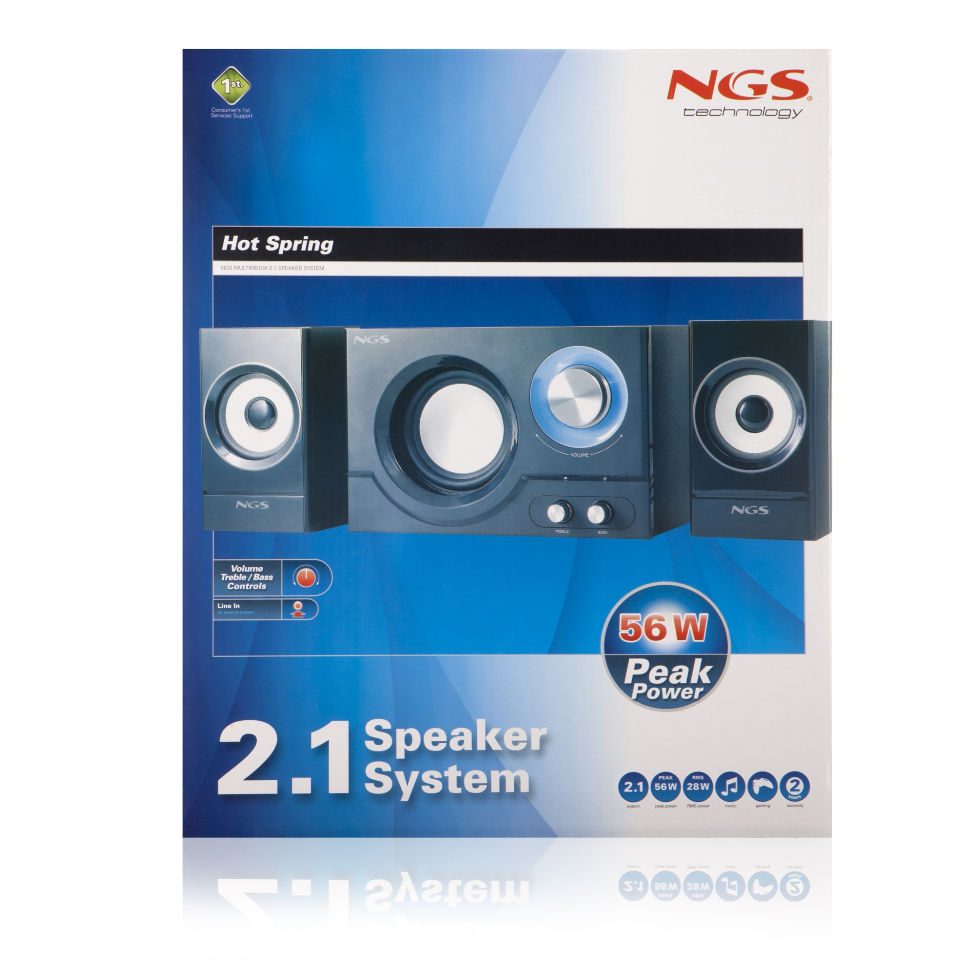 NGS Hot Spring 2.1 speaker set 28 W Home theatre Black 2.1 channels 2-way 14 W image 9
