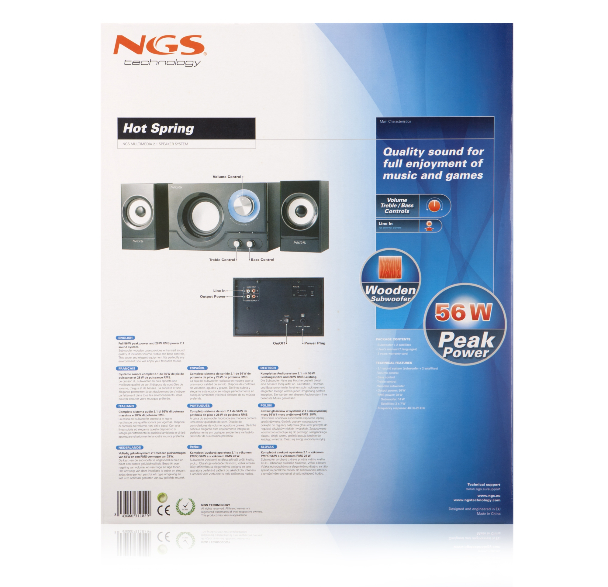 NGS Hot Spring 2.1 speaker set 28 W Home theatre Black 2.1 channels 2-way 14 W image 10