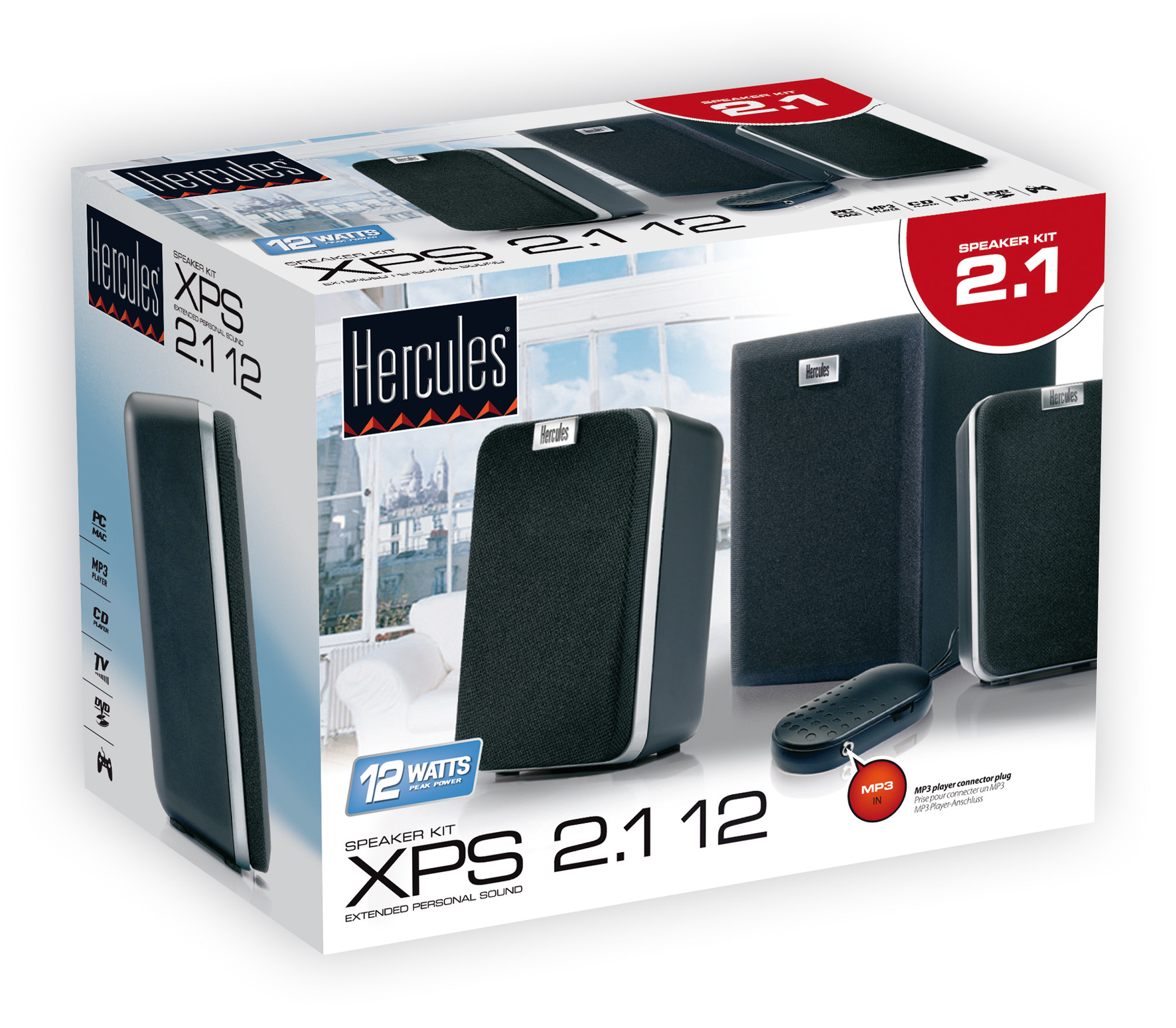 Hercules XPS 2.1 12 speaker set 12 W Black 2.1 channels image 2