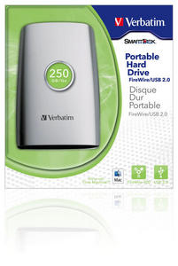 Verbatim 2.5” Portable Hard Drive FireWire/USB 2.0 250GB external hard drive 5400 RPM 2.5″ Silver image 2