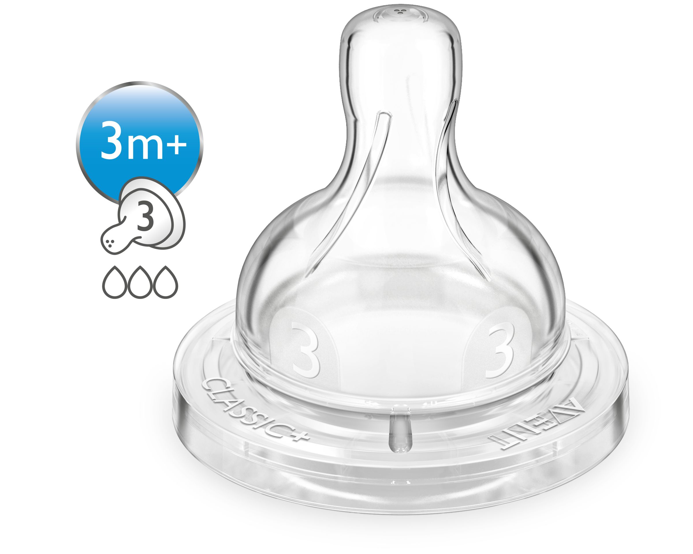 Philips AVENT SCF633/42 حلمة متوسطة التدفق من السيليكون، شفافة، قطعتان