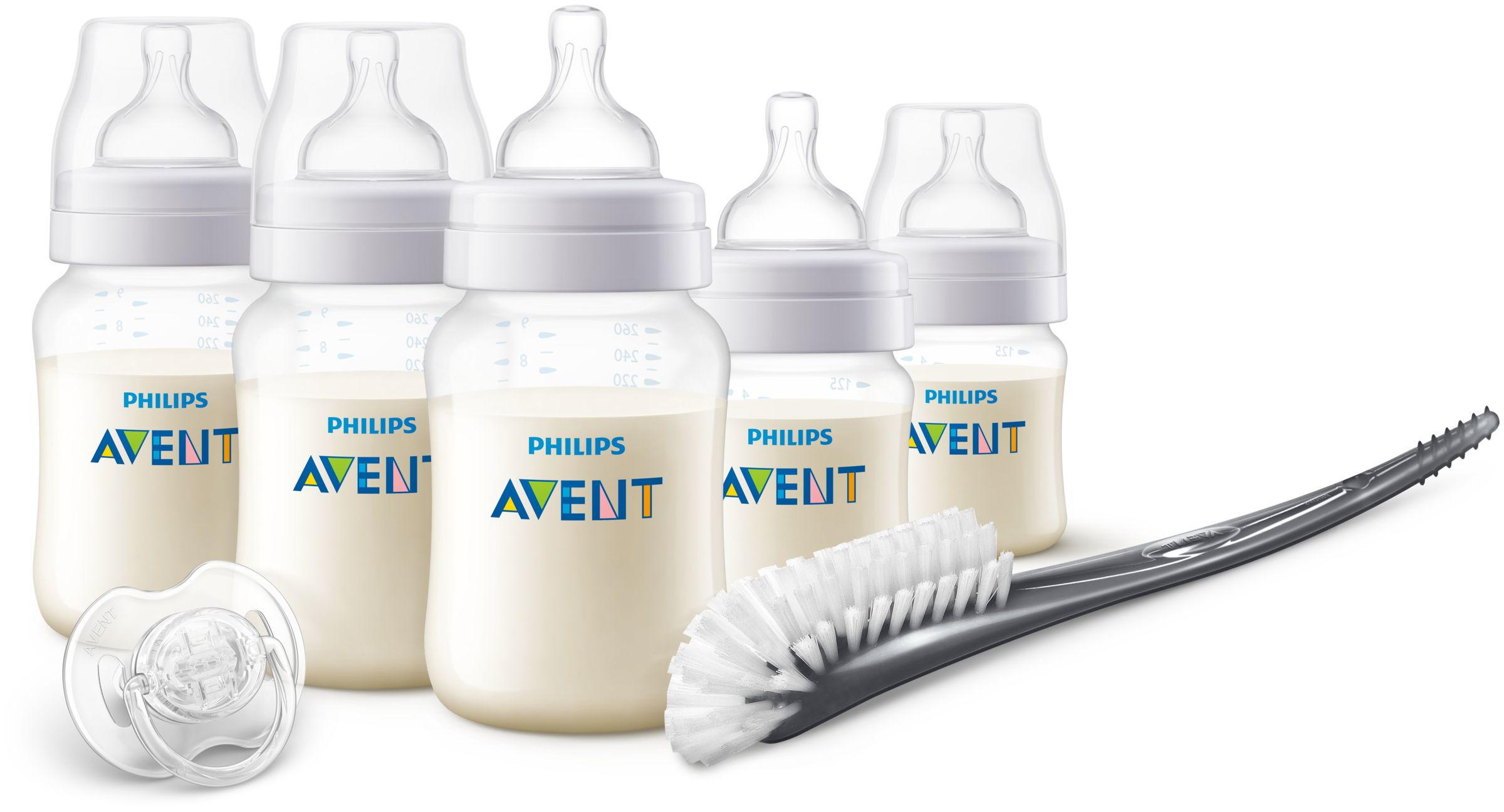 مجموعة هدايا زجاجات Philips AVENT المضادة للمغص SCD391/00 - أبيض