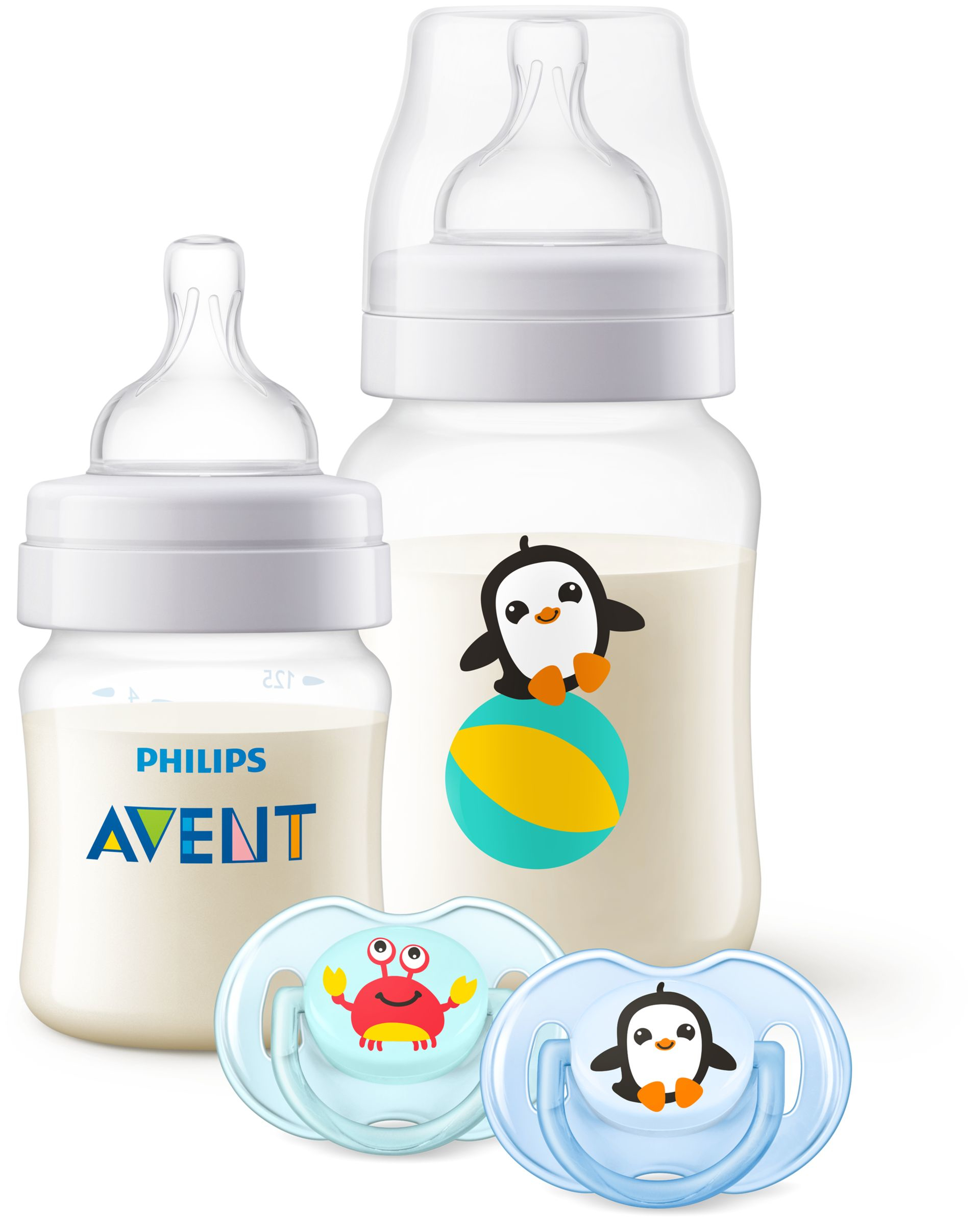 Philips AVENT SCD374/01 Bebek Biberonu ve Emzik Seti, 0-6 Ay, Erkek/Kız, Çok Renkli/Şeffaf/Beyaz