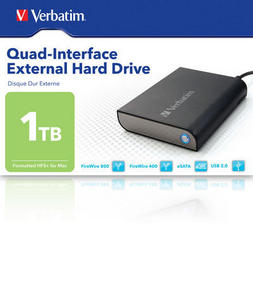 Verbatim Quad Interface 1TB. Formatted HFS+ for Mac OS external hard drive 7200 RPM 3.5″ USB 2.0 Black image 2