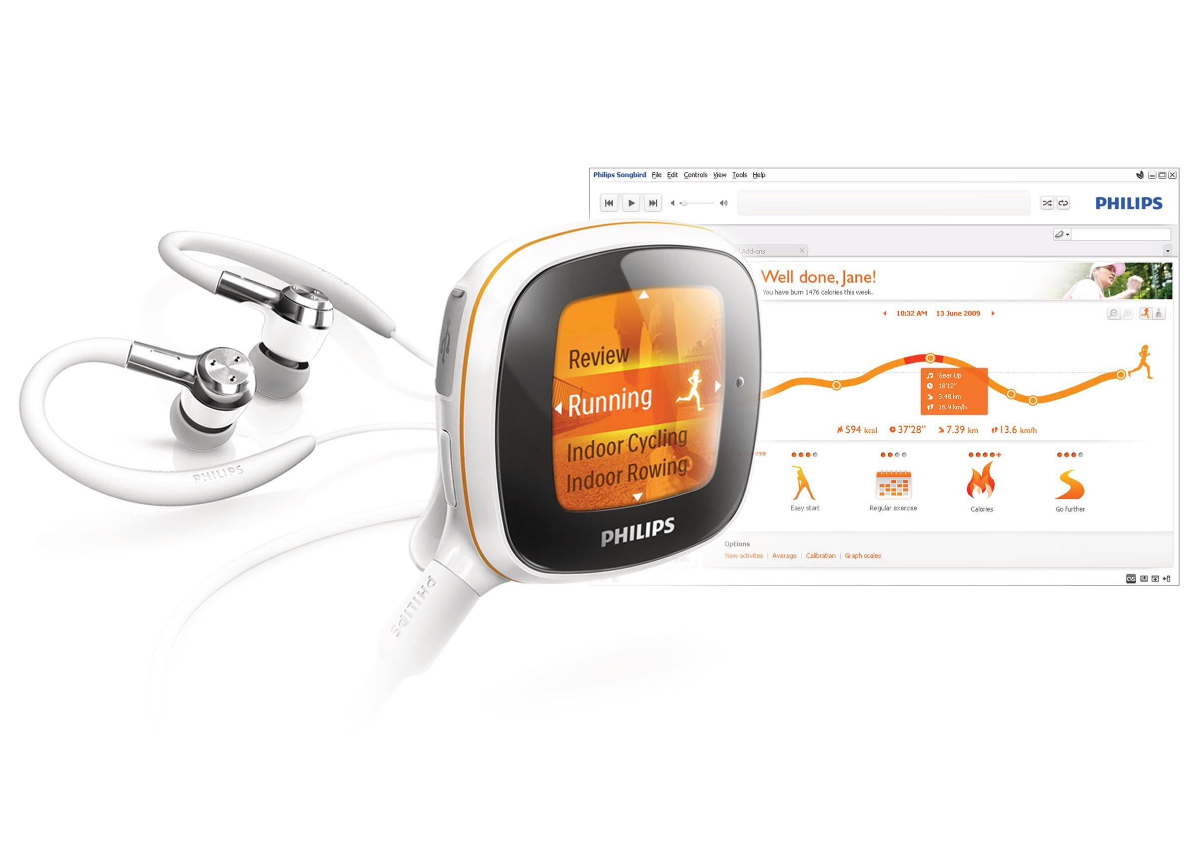 Philips Activa ACT101M/17 activity tracker LCD Clip-on activity tracker 3.66 cm (1.44") Black, Orange, White