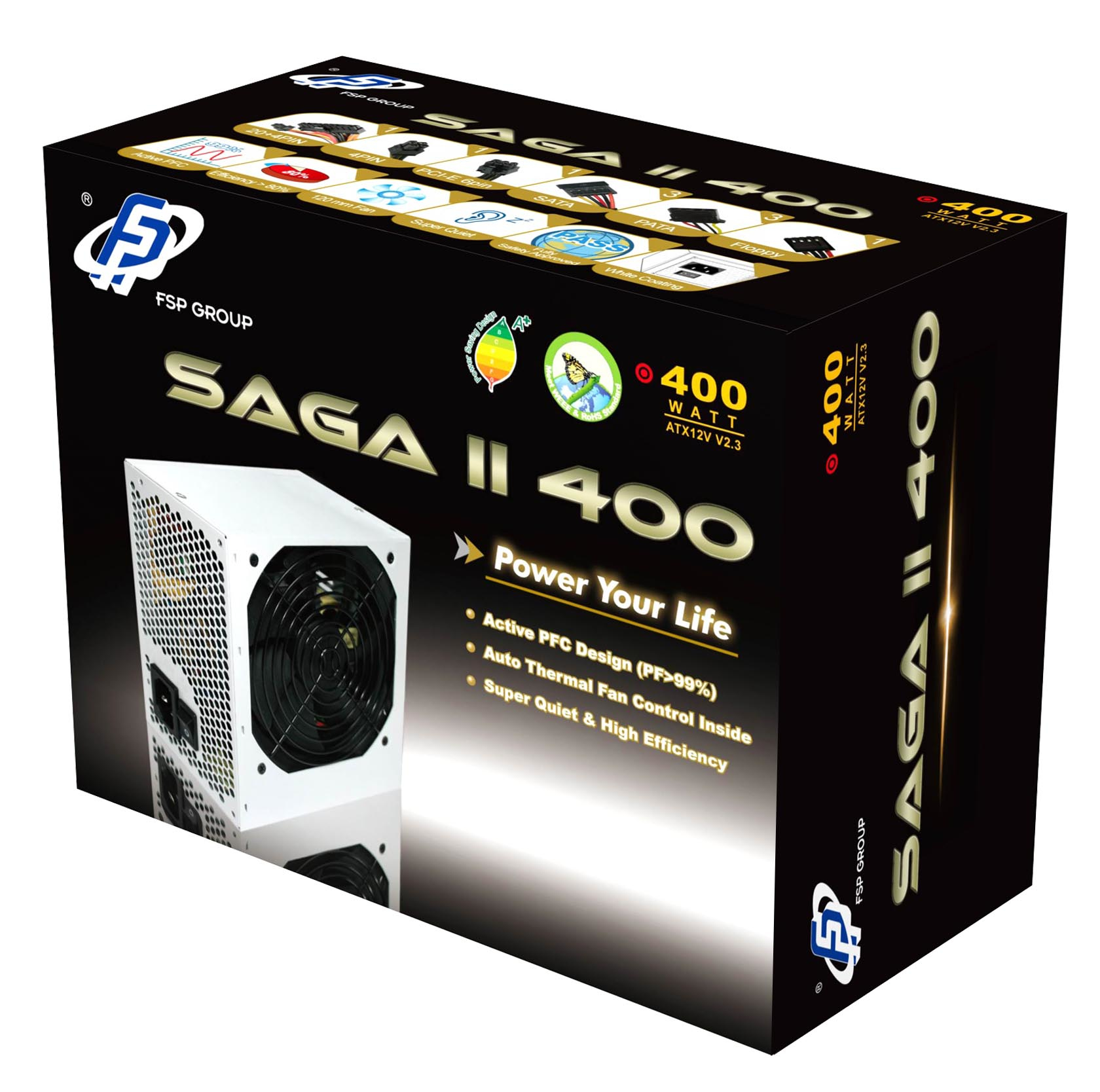 FSP SAGA II power supply unit 400 W ATX White image 2