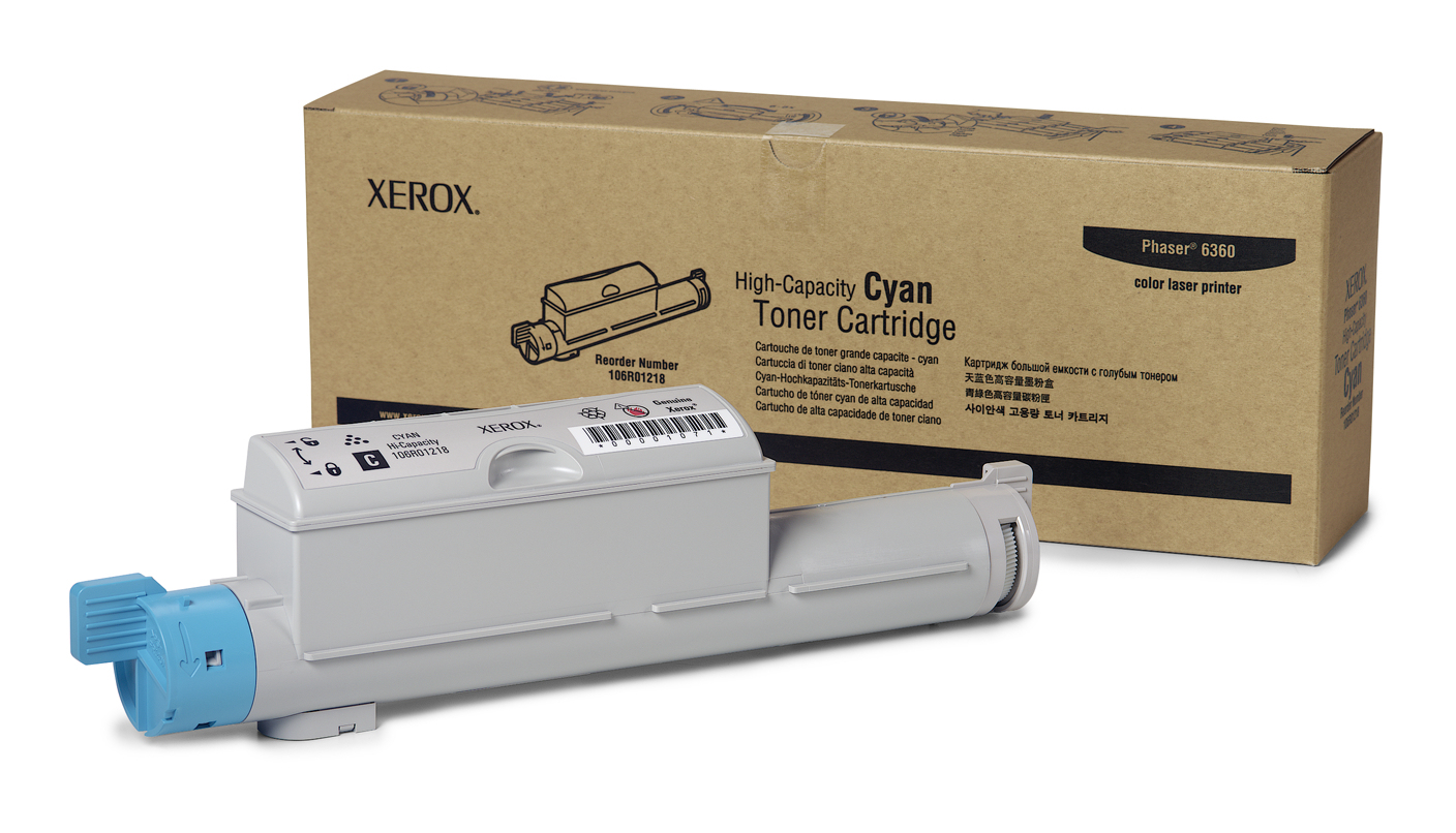 Xerox cartucho de tóner cián de alta capacidad, phaser 6360