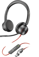 POLY Auriculares estéreo USB-C Blackwire 8225 + adaptador USB-C/A