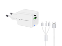 Conceptronic 2-Port 33W GaN USB-PD-Ladegerät mit 3-in-1-Ladekabel, x - ALTHEA16W