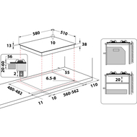 Whirlpool TGML 660 NB Anthracite Intégré (placement) 58 cm Gaz 4 zone(s)