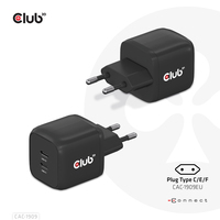 CLUB3D Travel Charger PPS 45W GAN technology, Dual port USB Type-C, - CAC-1909EU