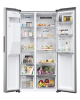 Haier SBS 90 Serie 3 HSR3918EIMP frigo américain Pose libre 515 L E Platine, Acier inoxydable