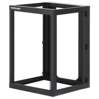 Intellinet Rack abierto de 19" para montaje en pared, 4 postes, 15U, Marco abatible, 15 Unidades, 600 mm de profundidad, ensamblado, negro RAL 9004