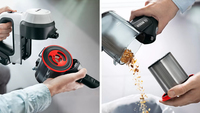 Bosch BBS711W aspirateur balai et balai électrique Sans sac 0,3 L Noir, Acier inoxydable, Blanc